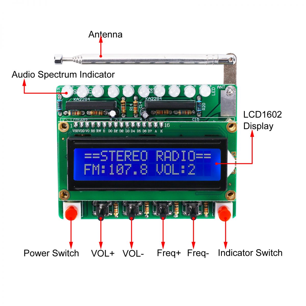 RDA5807 87.0MHz108.0MHz Wireless FM Radio Receiver DIY Kit